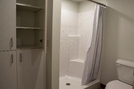 View of shared bathroom area 
