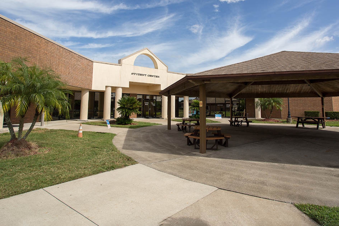 Scenic photo of the main building and student hub of the Titusville Campus