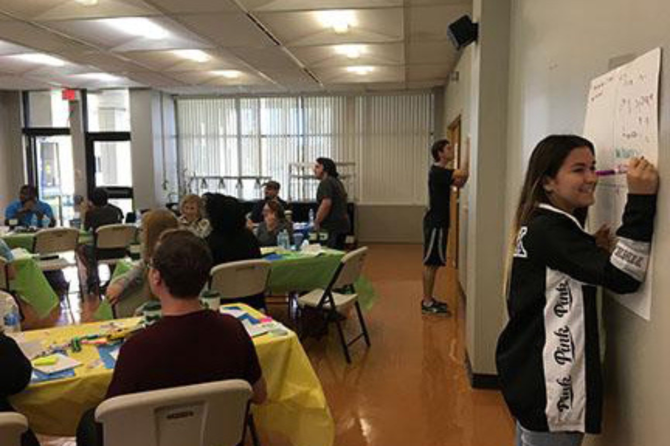 Students engaging in a Green Dot activity during a Green Dot Bystander Training session