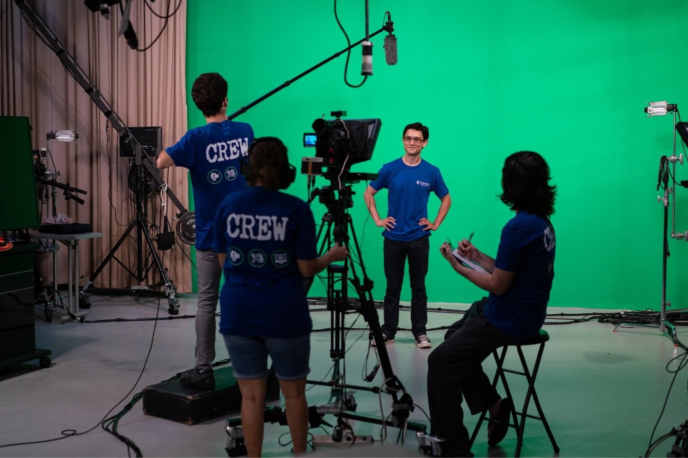 digital media students working with a camera