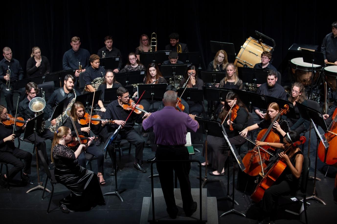 birds eye view of an orchestra