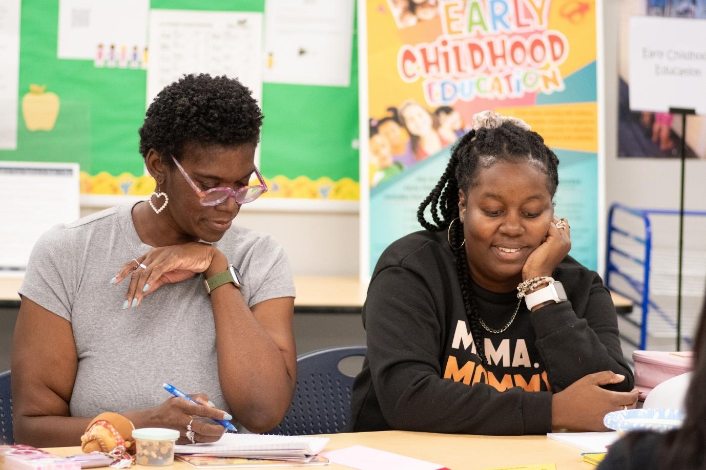 early childhood education students in class
