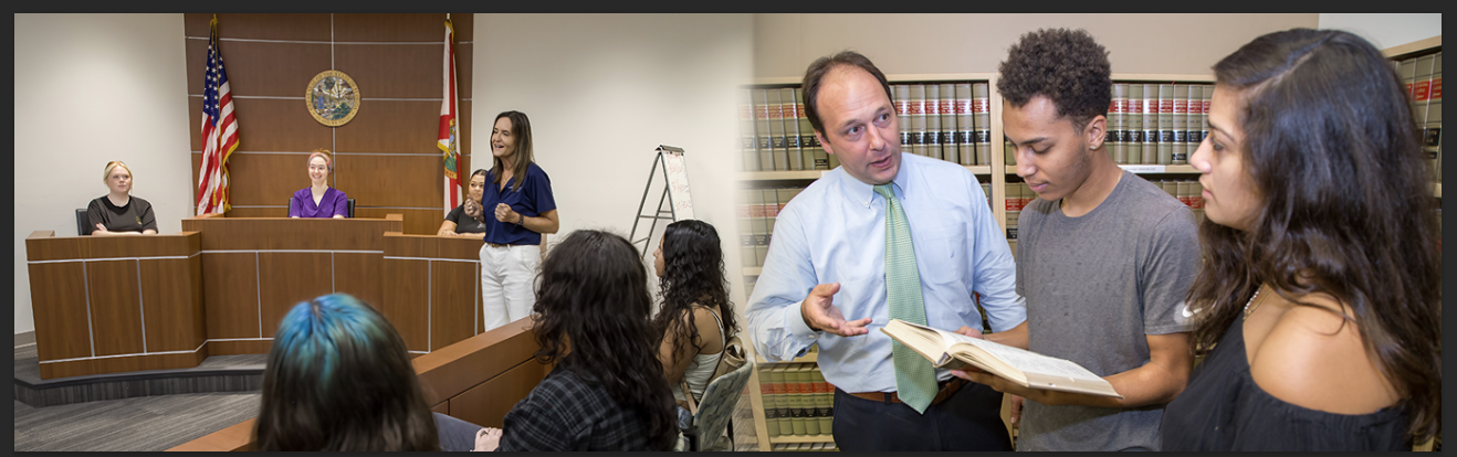 A set of scales, an open book, and a gavel.