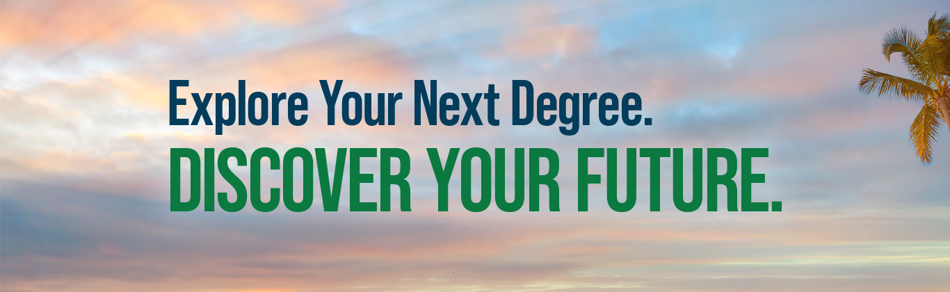 An image of an open sky saying "Discover Your Future"