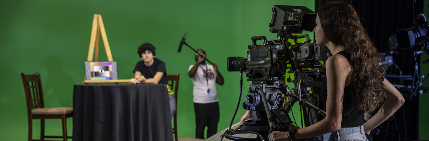 Digital Media students working on a production set.