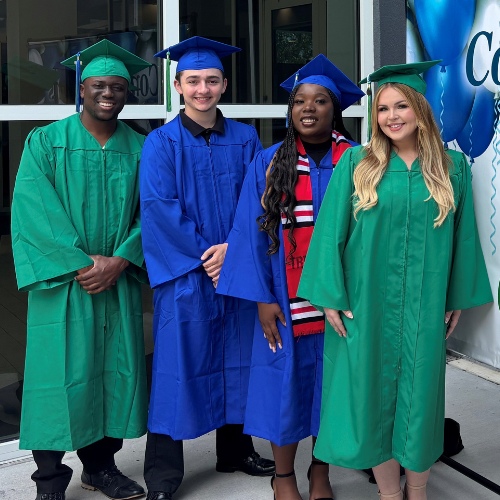 Four EFSC grads in regalia