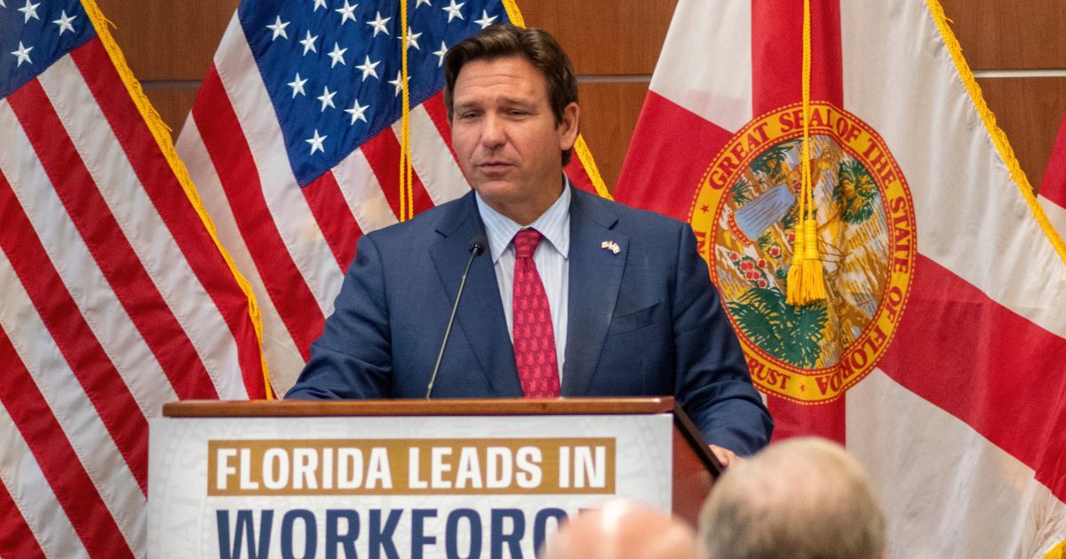 An image of Ron DeSantis addressing EFSC