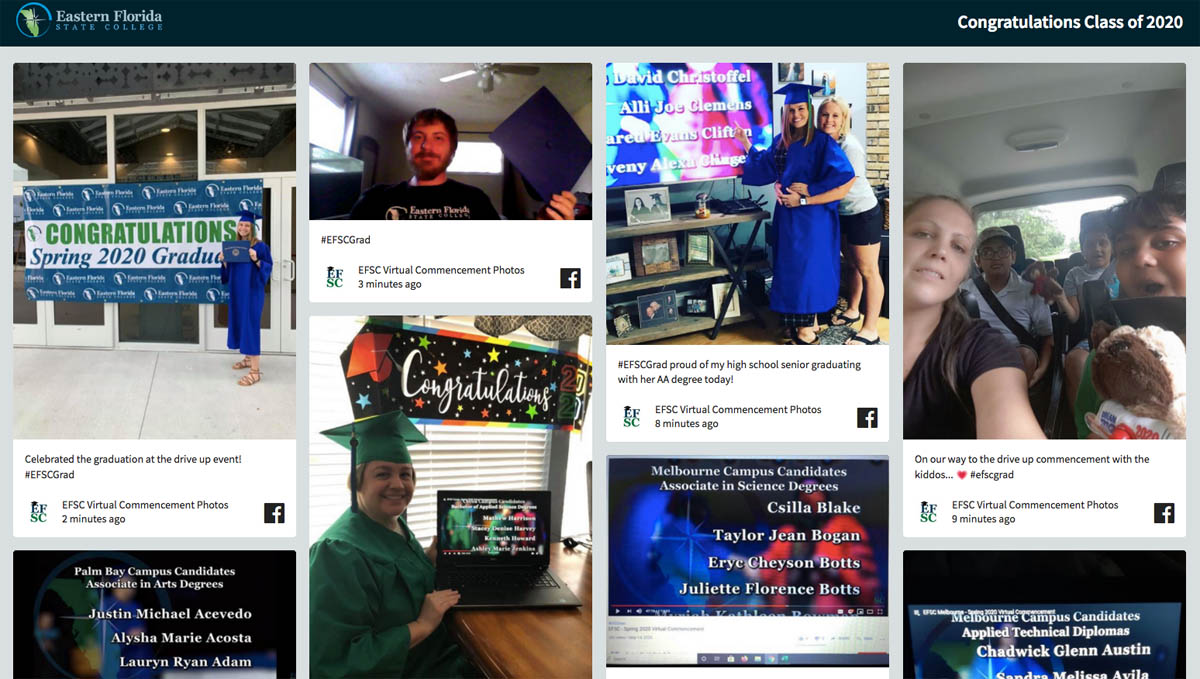 Social wall of graduation posts